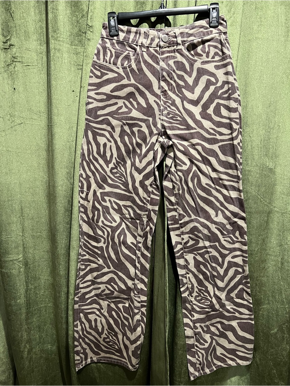 RSQ Zebra-Print Chinos in Taupe and Dark Brown